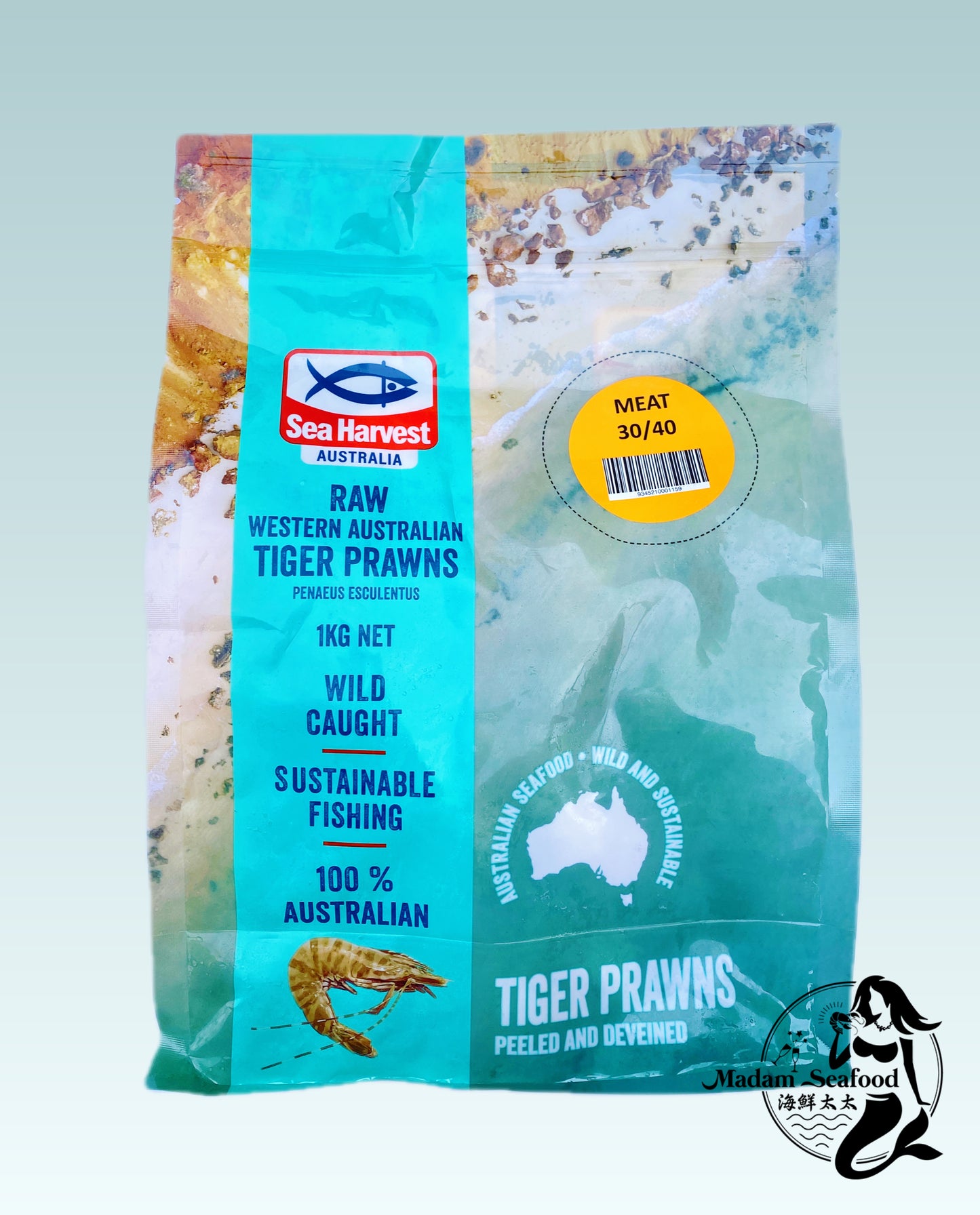West Australian Wild Caught Tiger Prawns Meat (Raw) (frozen)