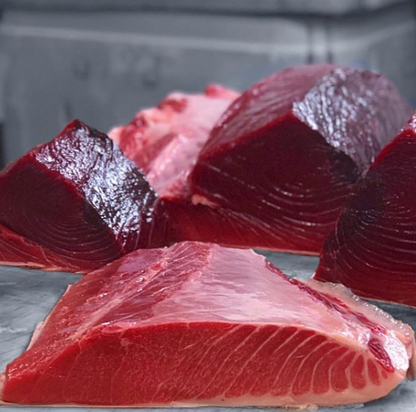 Fresh sashimi grade Southern Bluefin Tuna Belly Loin (skin-off)