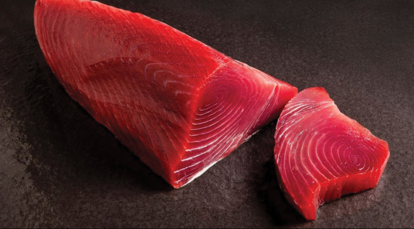 Fresh sashimi grade Southern Bluefin Tuna Belly Loin (skin-off)